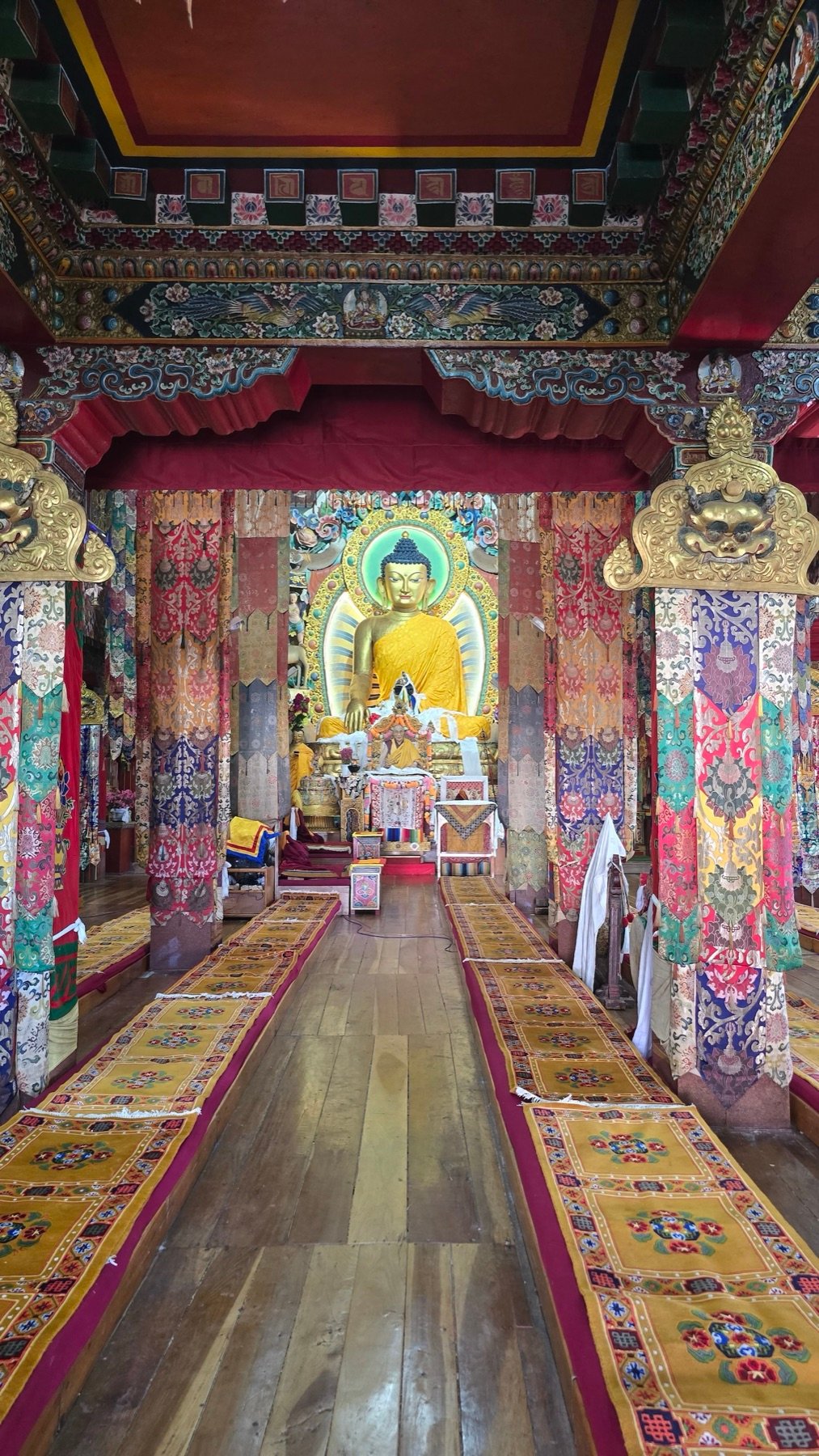 Tawang Monastery prayer hall &mdash; the gilded Buddha of Galden Namgyal Lhatse