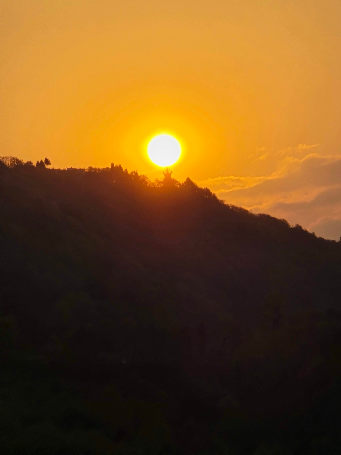 Golden sun setting over the Tawang ridge